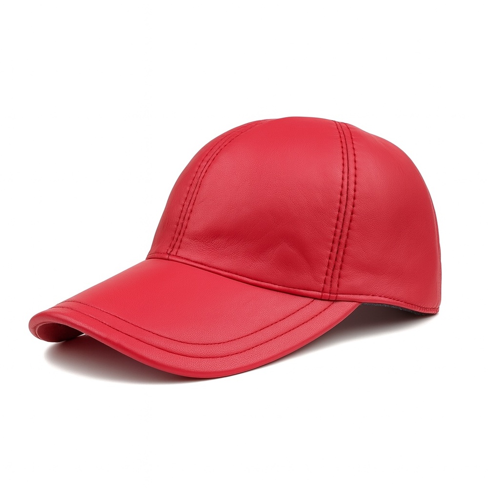 Real Leather Ball Cap Genuine Lamb Leather Hat